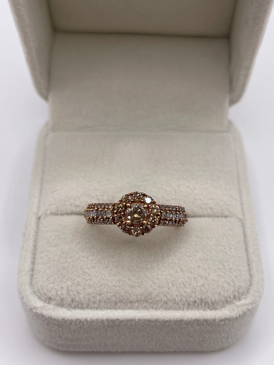 9ct rose gold cognac diamond cluster ring