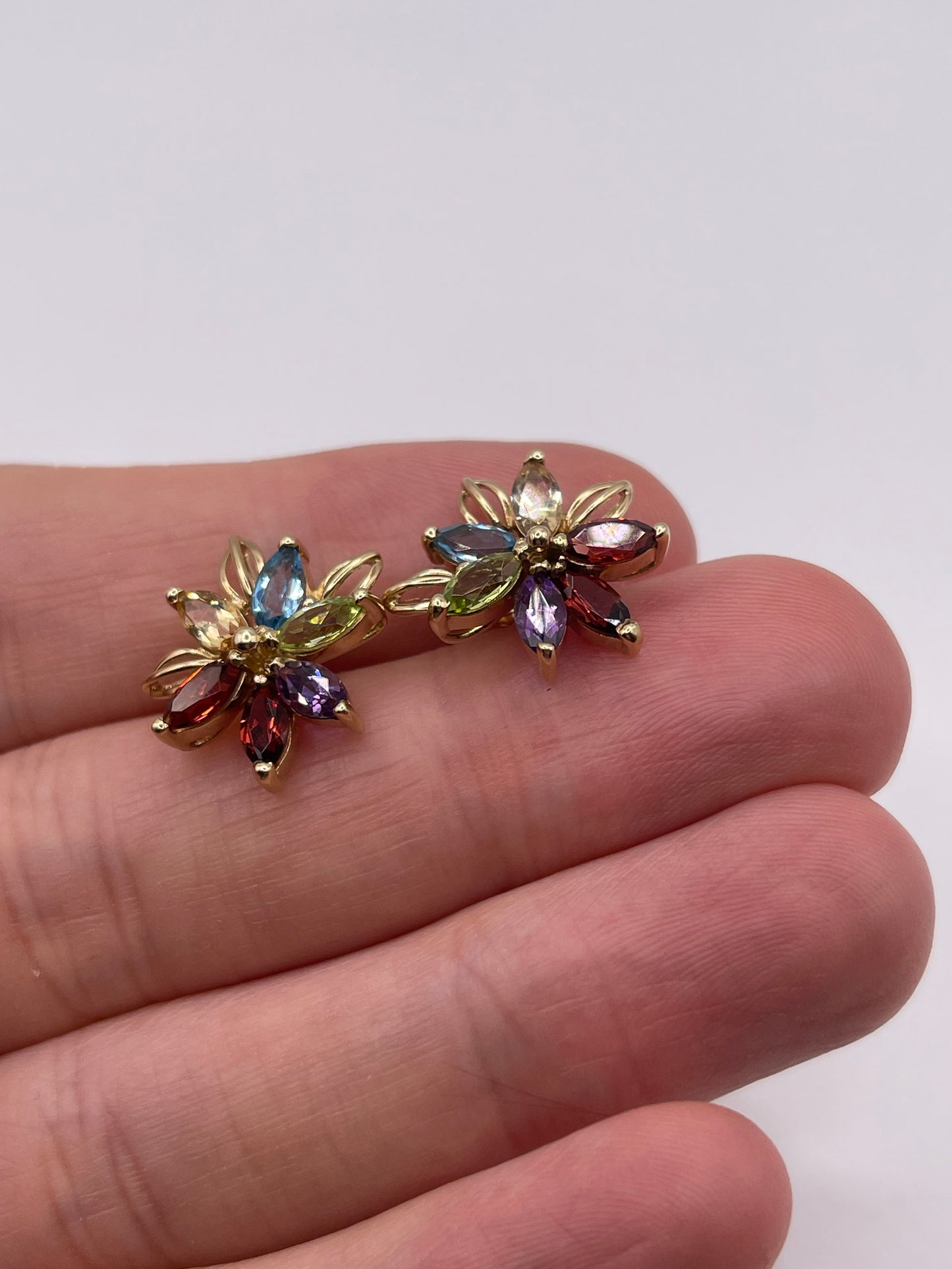 9ct gold multi gemstone earrings