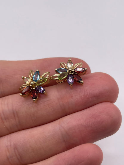 9ct gold multi gemstone earrings