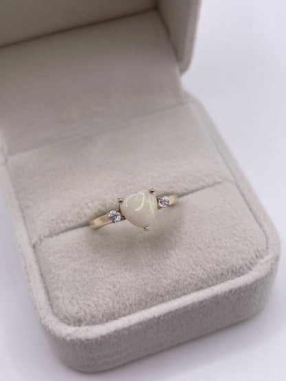 9ct gold opal and zircon ring