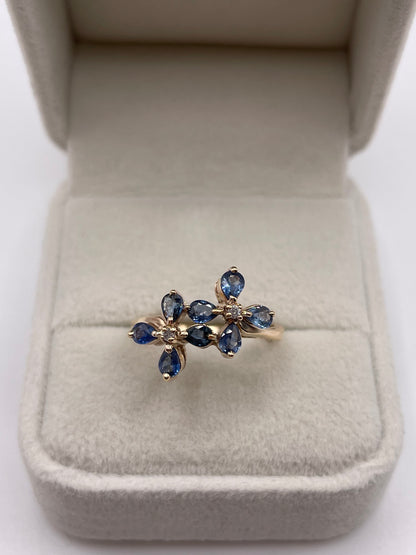 9ct gold sapphire and diamond ring