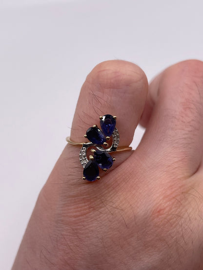 9ct gold iolite and diamond ring