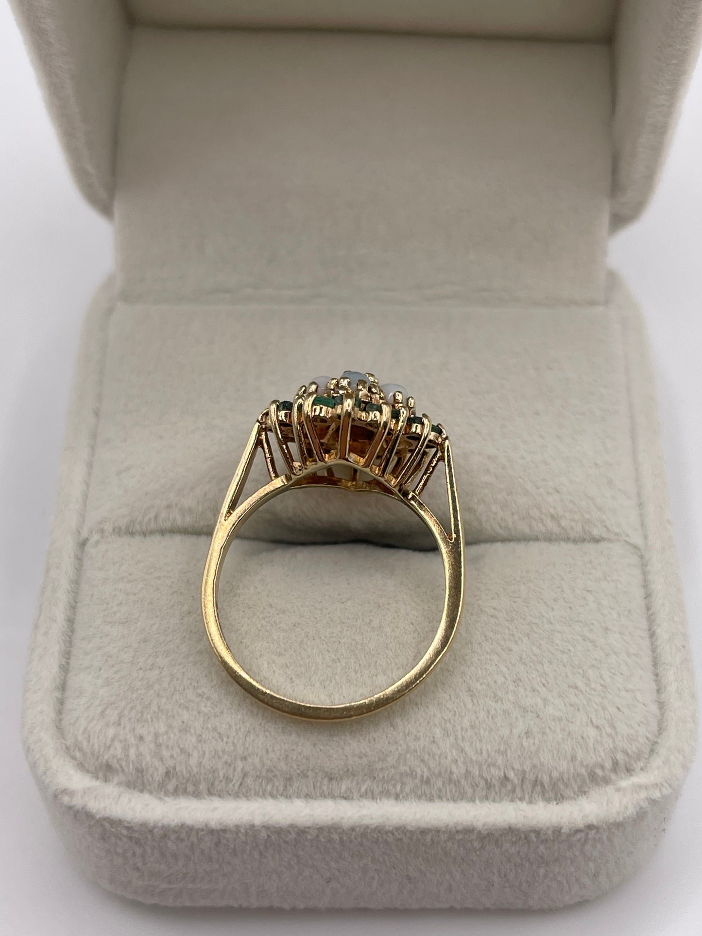 9ct gold opal and emerald ring