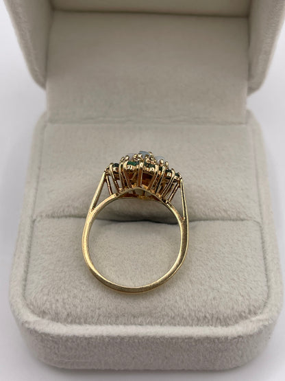 9ct gold opal and emerald ring