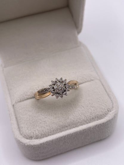 9ct gold diamond cluster ring