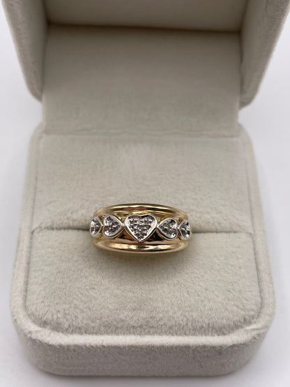 9ct gold diamond heart ring