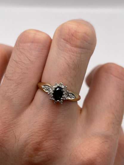 9ct gold sapphire and diamond ring