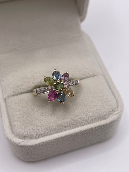 9ct gold sapphire and diamond ring
