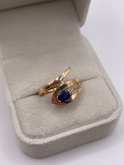 14ct rose gold sapphire and diamond ring