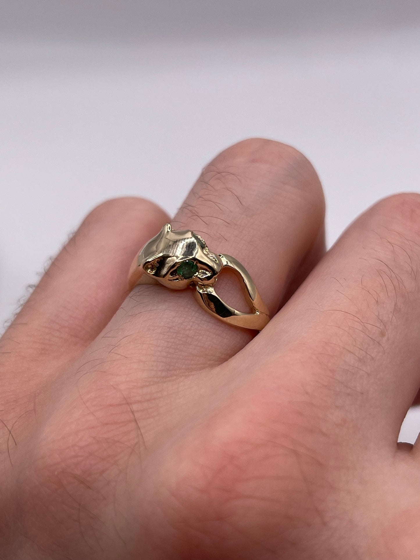 9ct gold emerald panther ring