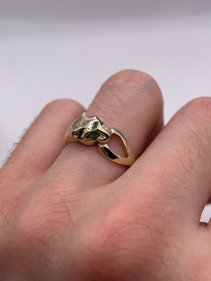 9ct gold emerald panther ring