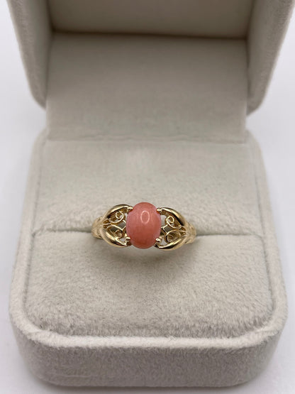 9ct gold coral ring