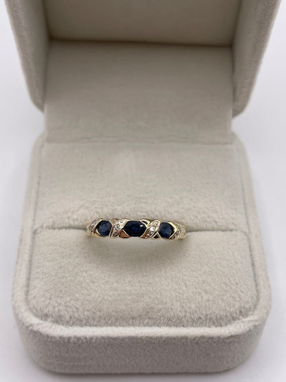9ct gold sapphire and diamond ring