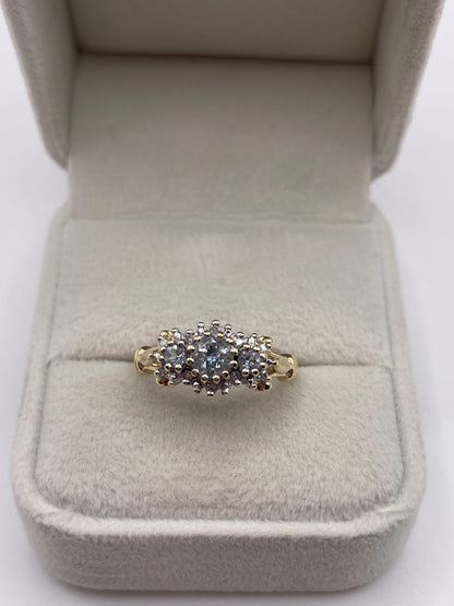 9ct gold aquamarine and diamond ring