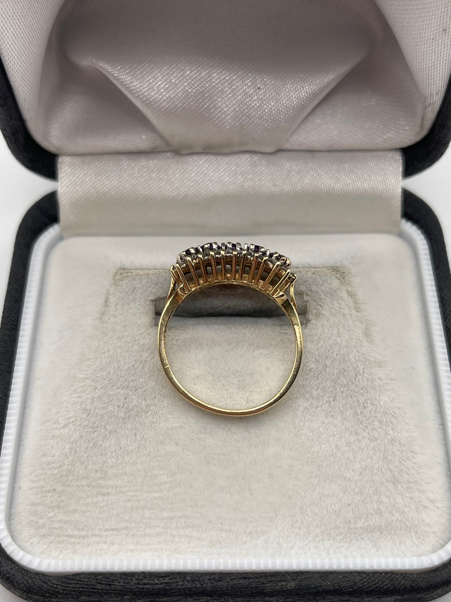 9ct gold amethyst and diamond ring