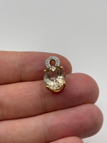 9ct gold morganite and diamond pendant