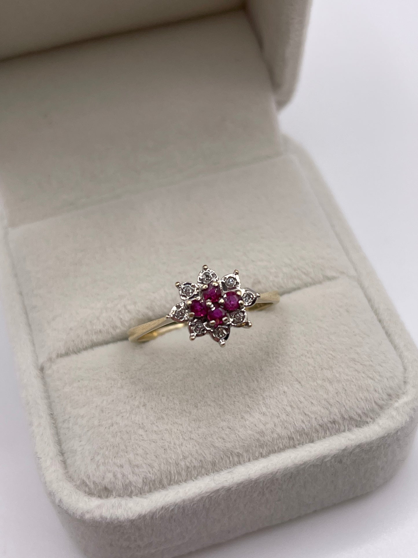 9ct gold ruby and diamond ring