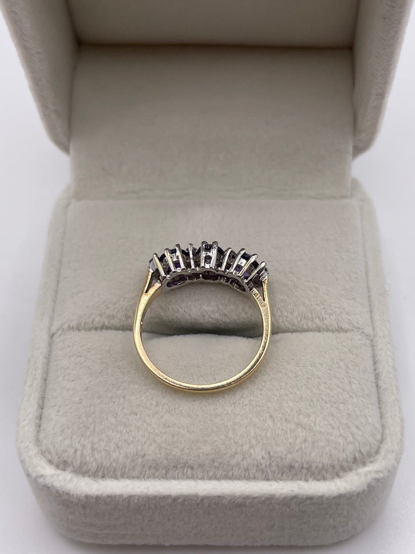 9ct gold amethyst and diamond ring