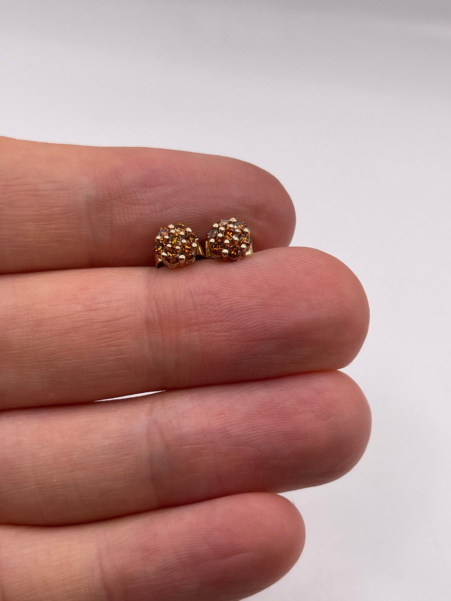 9ct gold diamond cluster earrings