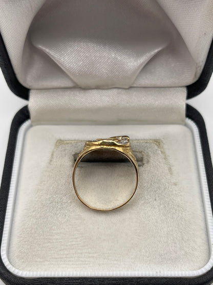9ct gold cz horseshoe ring