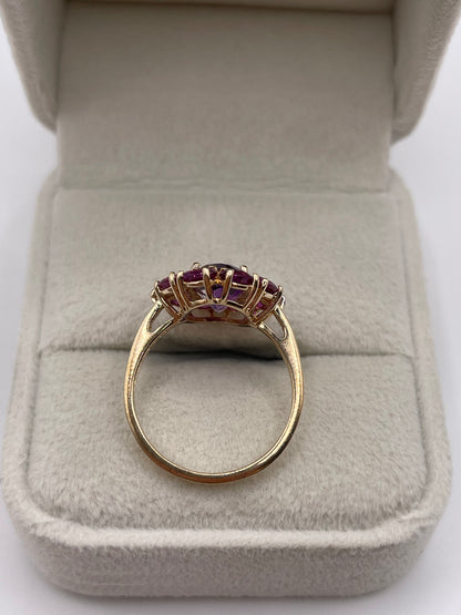 9ct gold amethyst, tourmaline and zircon ring