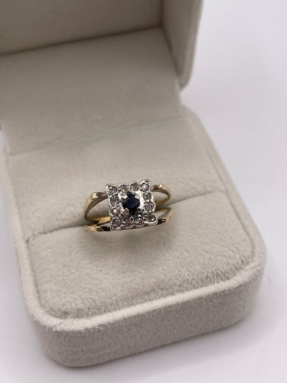 9ct gold sapphire and diamond ring