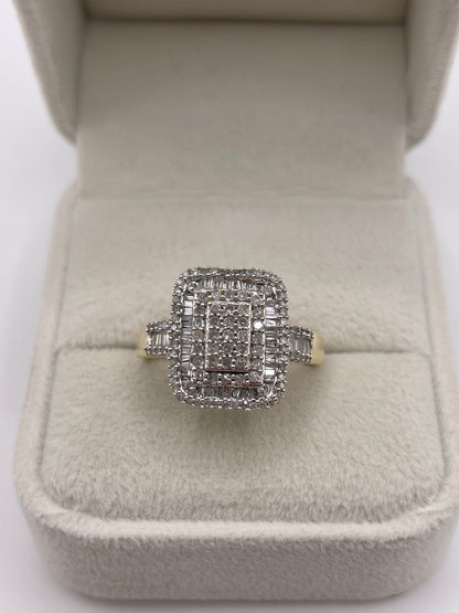 9ct gold diamond cluster ring