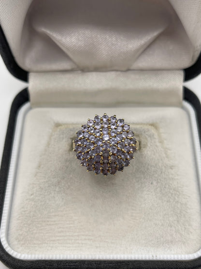 9ct gold tanzanite cluster ring