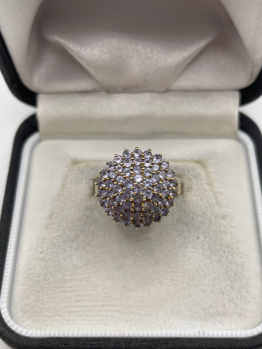 9ct gold tanzanite cluster ring