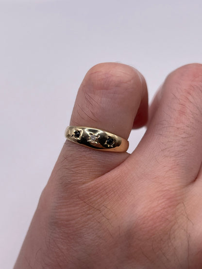 9ct gold sapphire and diamond gypsy ring