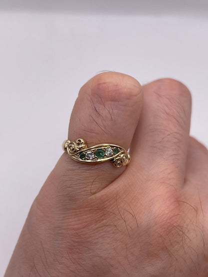 9ct gold emerald and diamond ring
