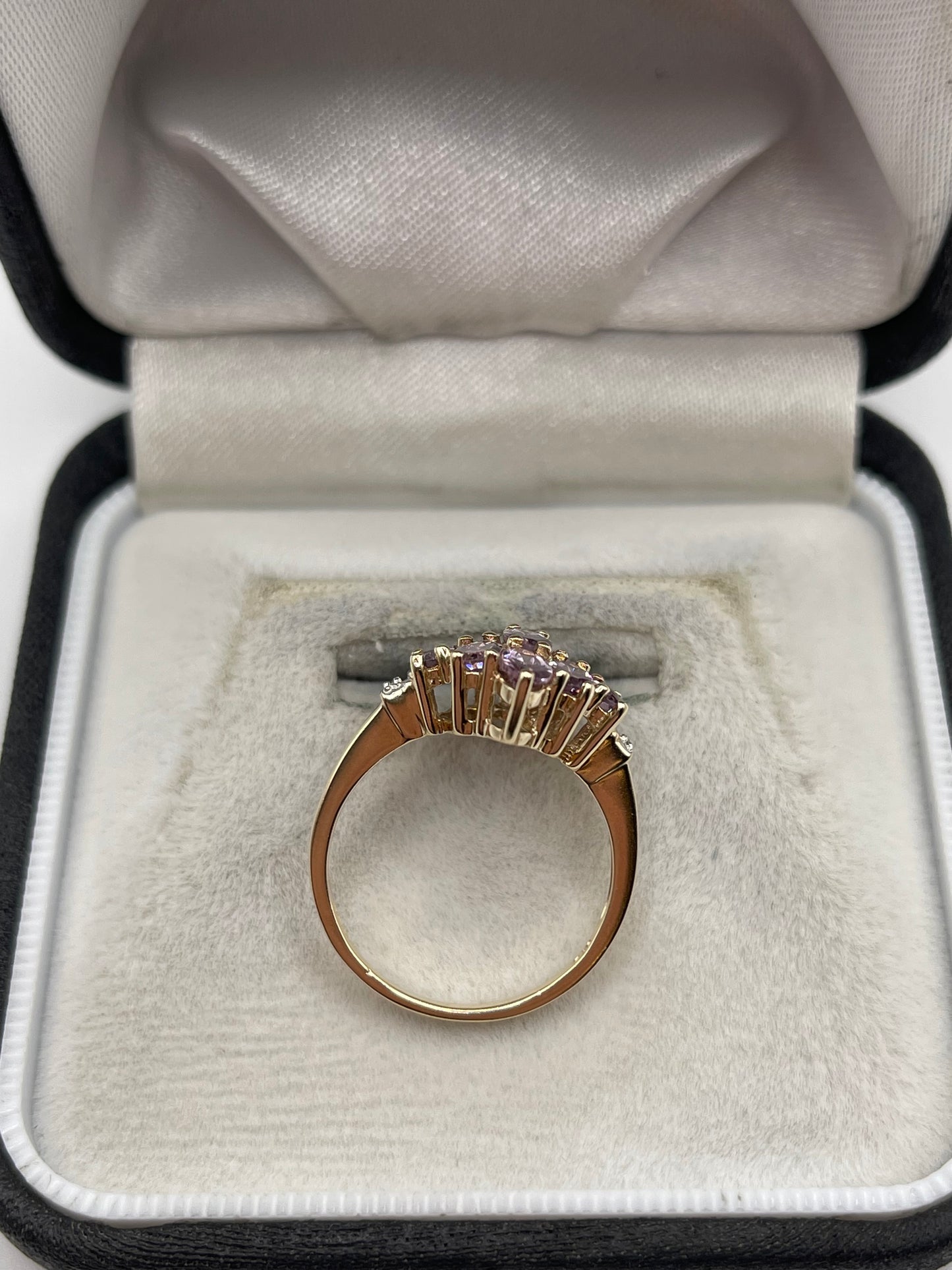 9ct gold spinel and diamond ring