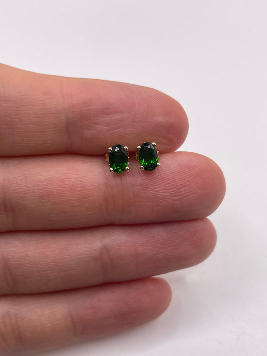 9ct gold diopside earrings