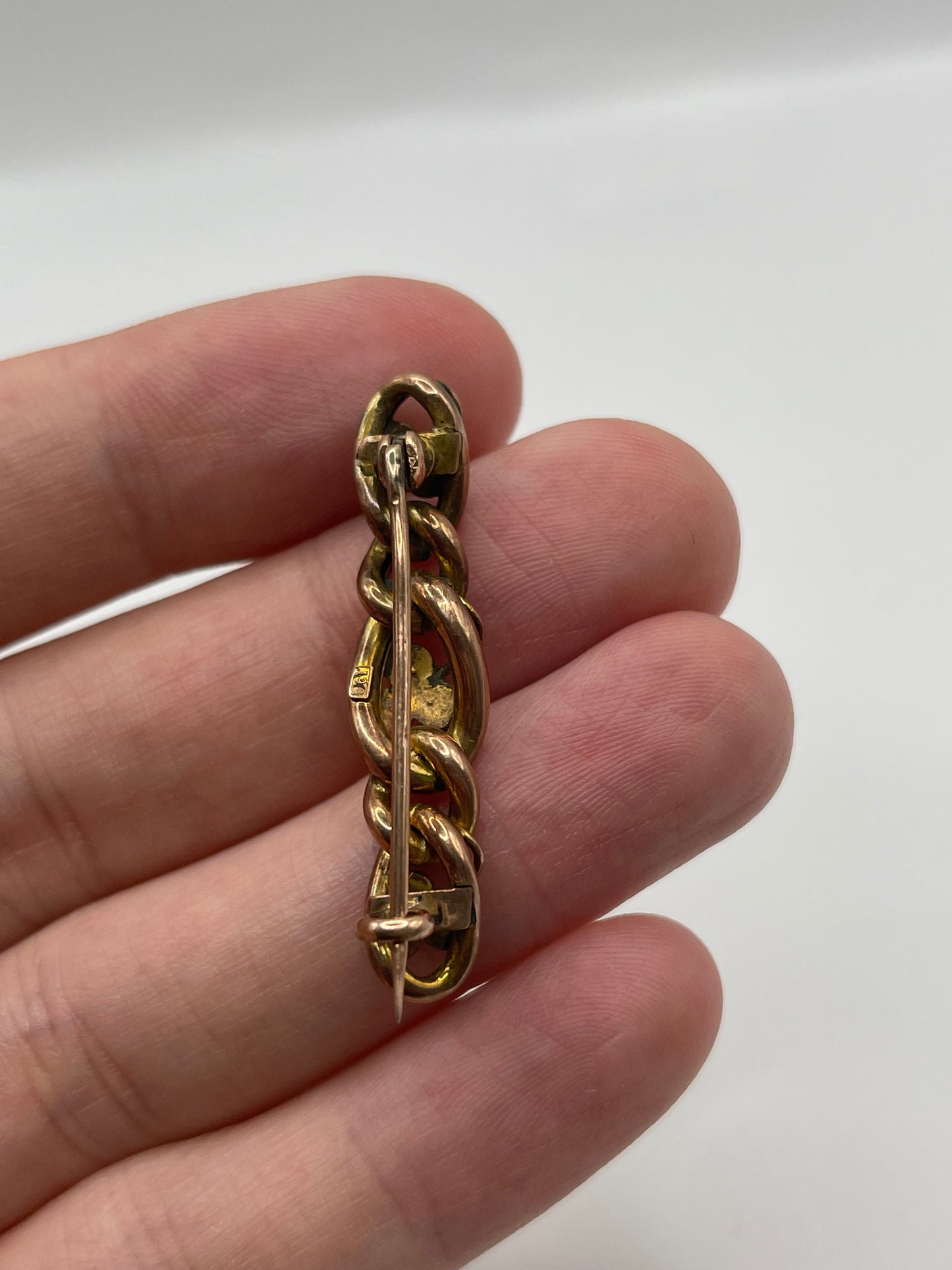 Antique 9ct rose gold turquoise and pearl brooch