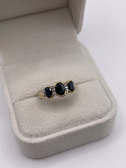 9ct gold sapphire and diamond ring