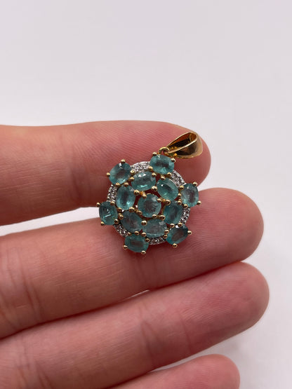 9ct gold quartz and zircon pendant