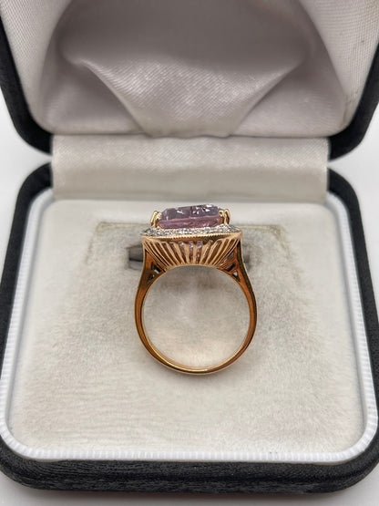 14ct rose gold amethyst and diamond ring