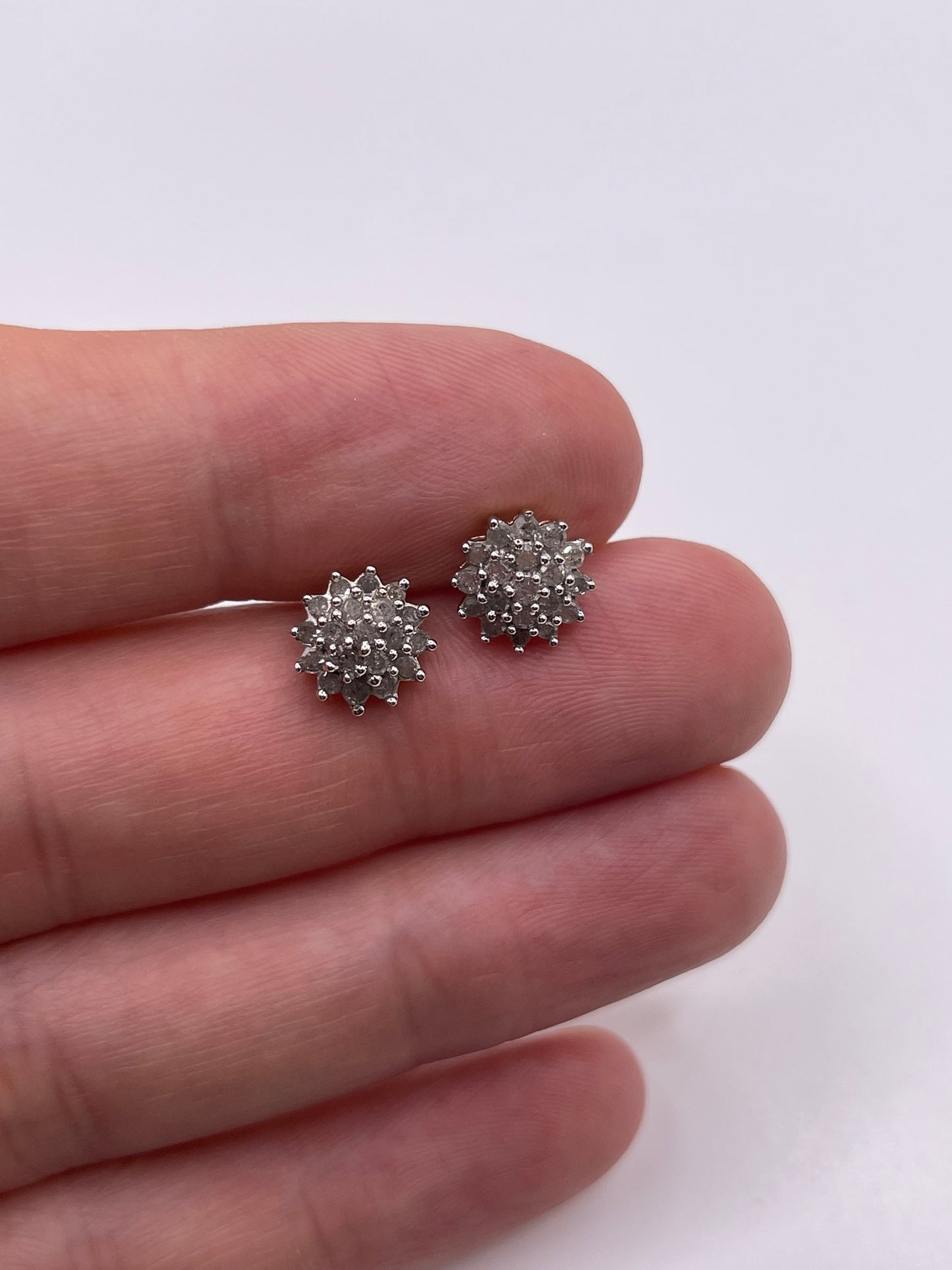 9ct gold diamond cluster earrings