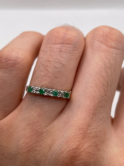 9ct gold emerald and diamond ring