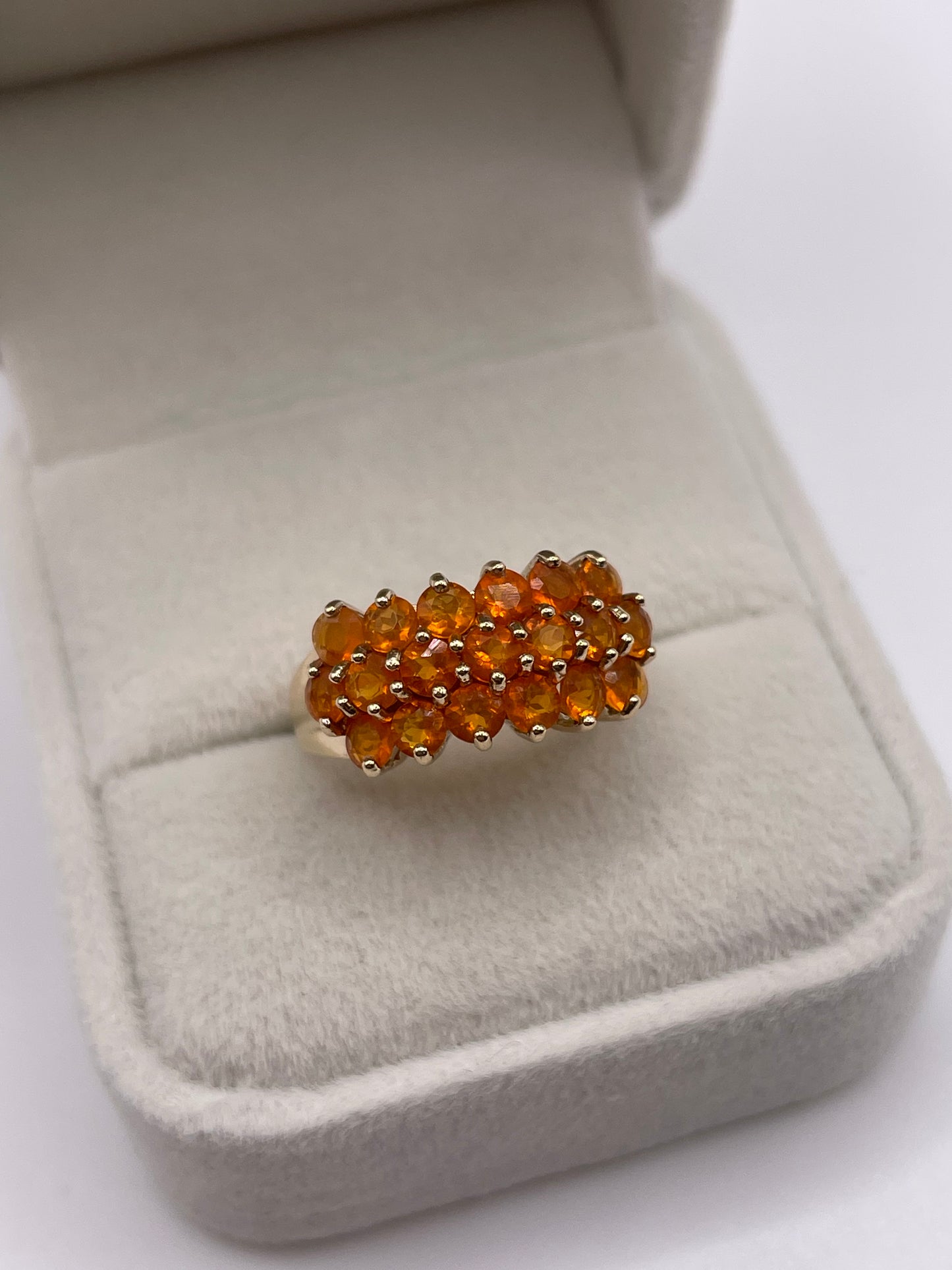 9ct gold fire opal cluster ring