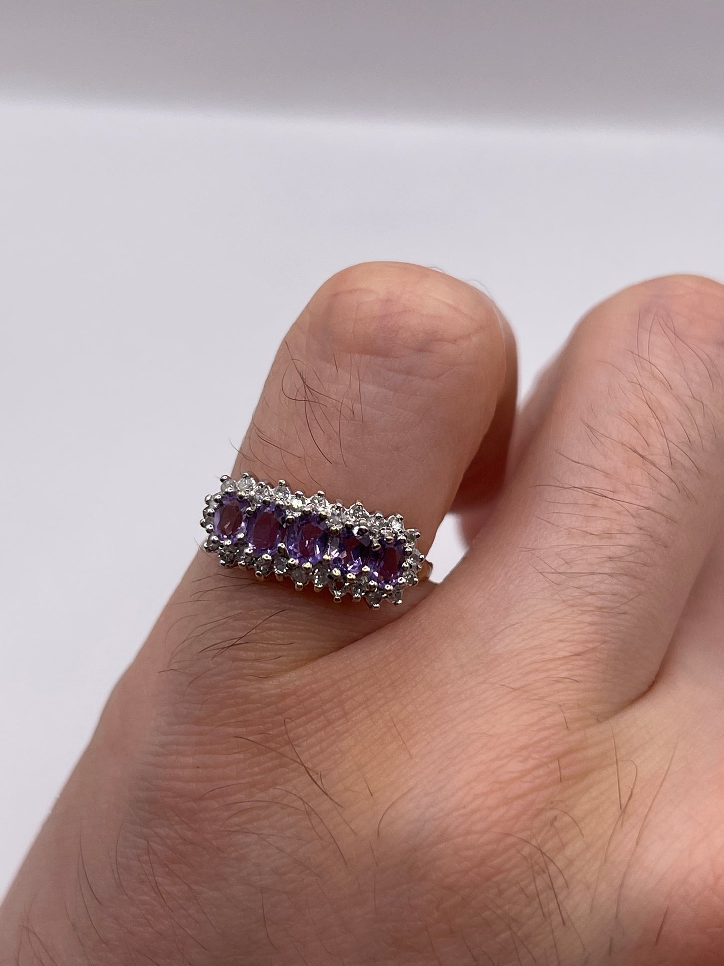 9ct gold amethyst and diamond ring