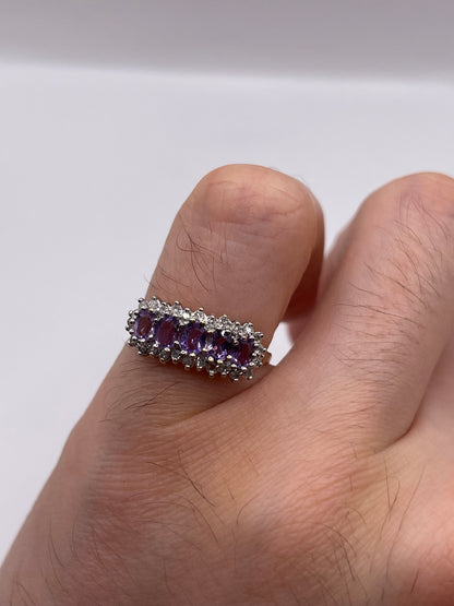 9ct gold amethyst and diamond ring