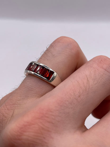Silver garnet ring