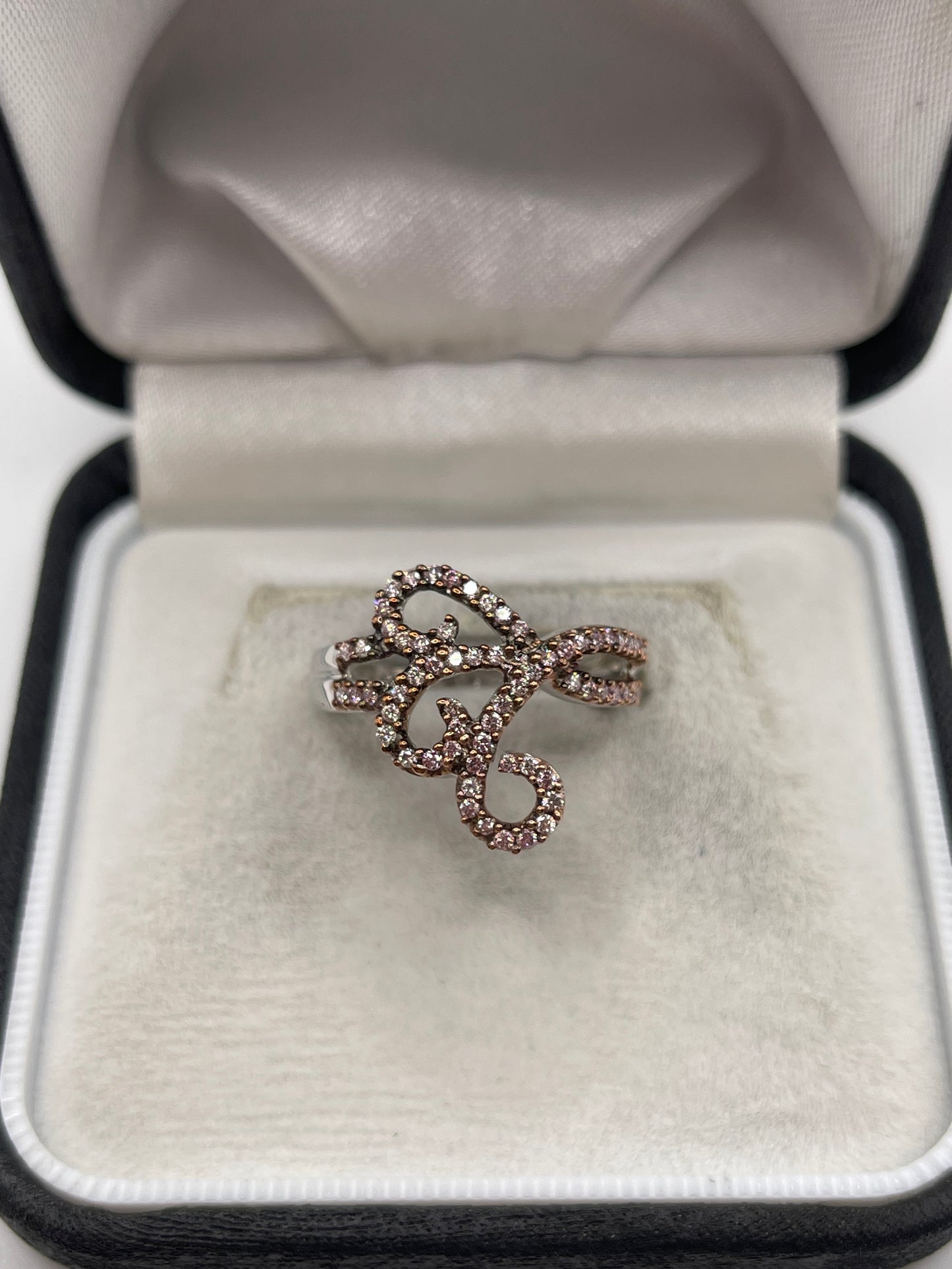 9ct white gold pink diamond cluster ring