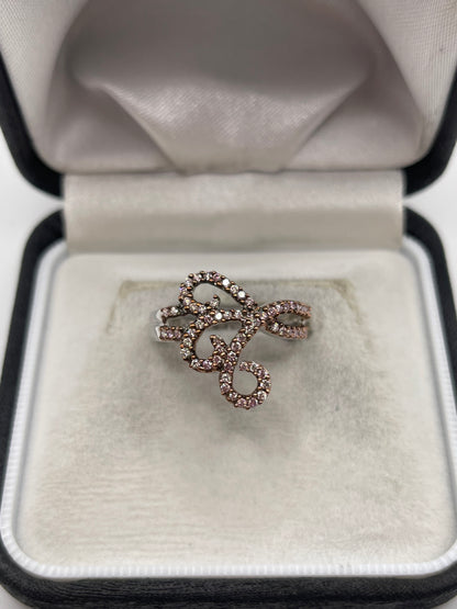 9ct white gold pink diamond cluster ring
