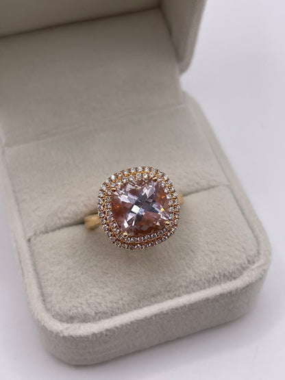 18ct rose gold morganite and diamond ring