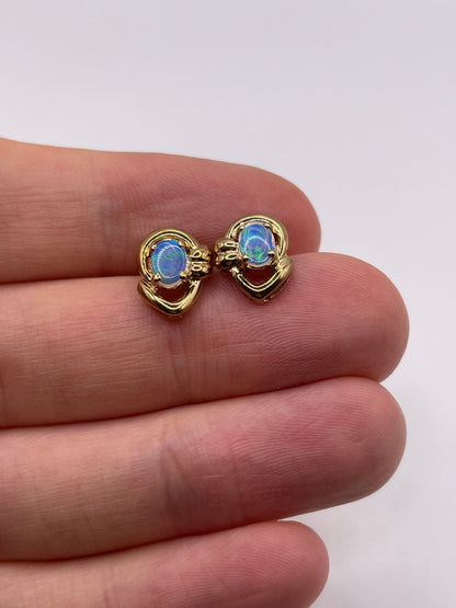 9ct gold opal earrings