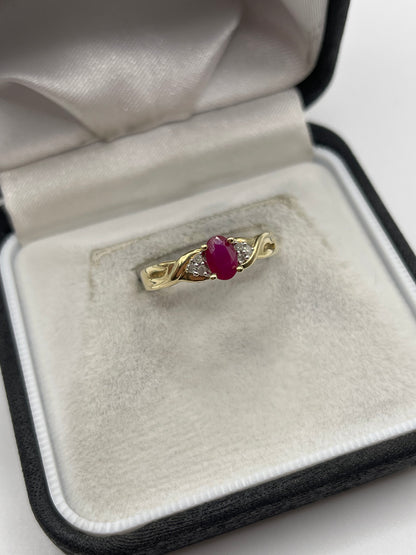 9ct gold ruby and diamond ring