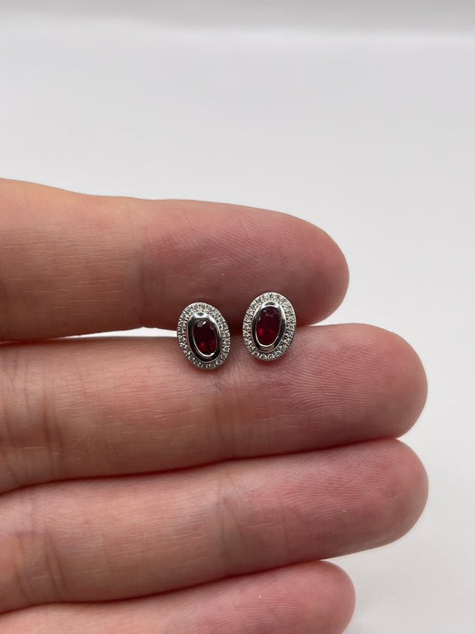 18ct white gold ruby and diamond earrings