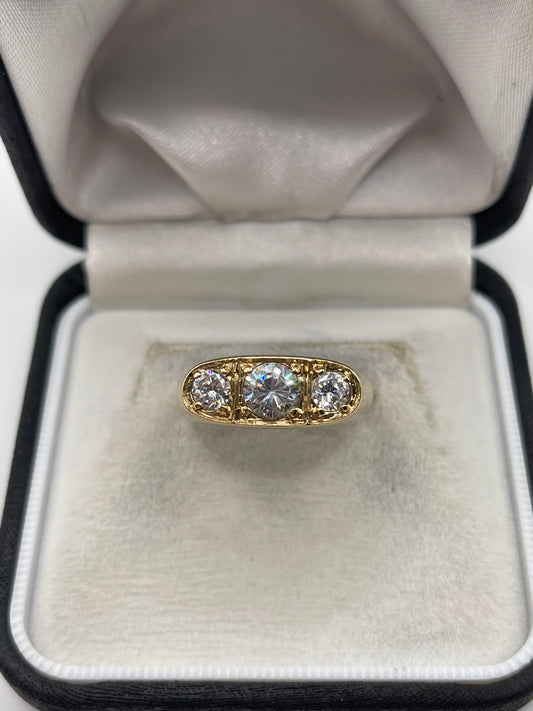 9ct gold cz gypsy ring